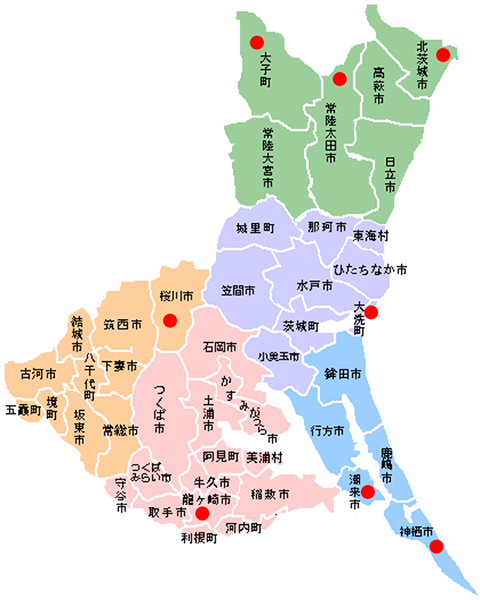 茨城ならではの体験企画の地図