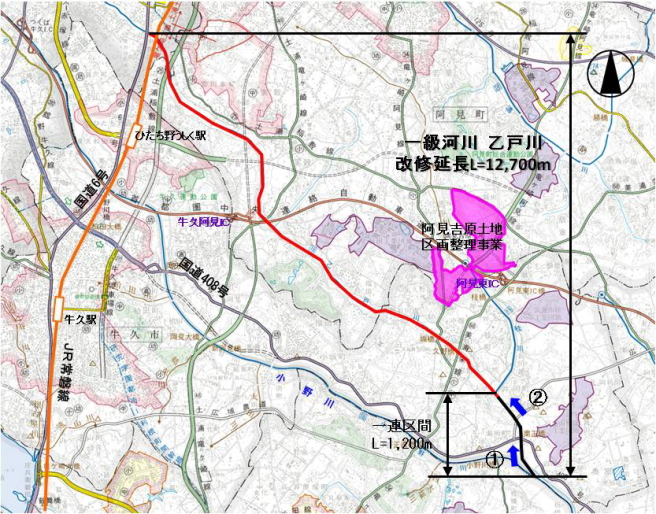 乙戸川改修事業位置図