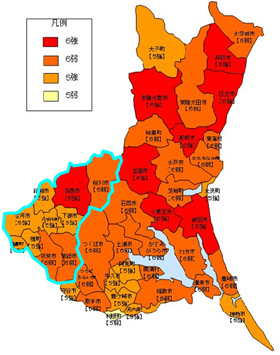 茨城県の震度分布図